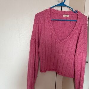 La Hearts Women's V-Neck Sweater in Pink